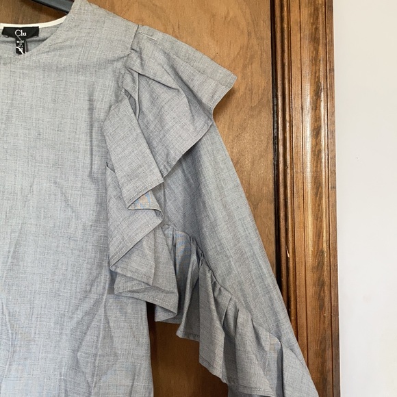 Clu blouse with ruffle sleeves 100% cotton top size M - Picture 6 of 16